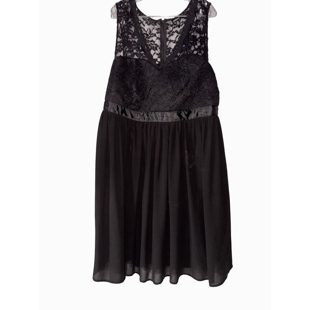 Torrid Black Lace Sleeveless Dress Size 22 With Sheer Overlay & Lined Skirt